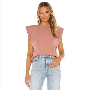Parentezi REVOLVE Scuba Muscle Shoulder‎ Pad Top Mellow Rose Pink Small Casual